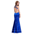 Grace Karin Sexy V-cuello de la espalda de espalda azul real largos vestidos de novia formal moldeado CL4603